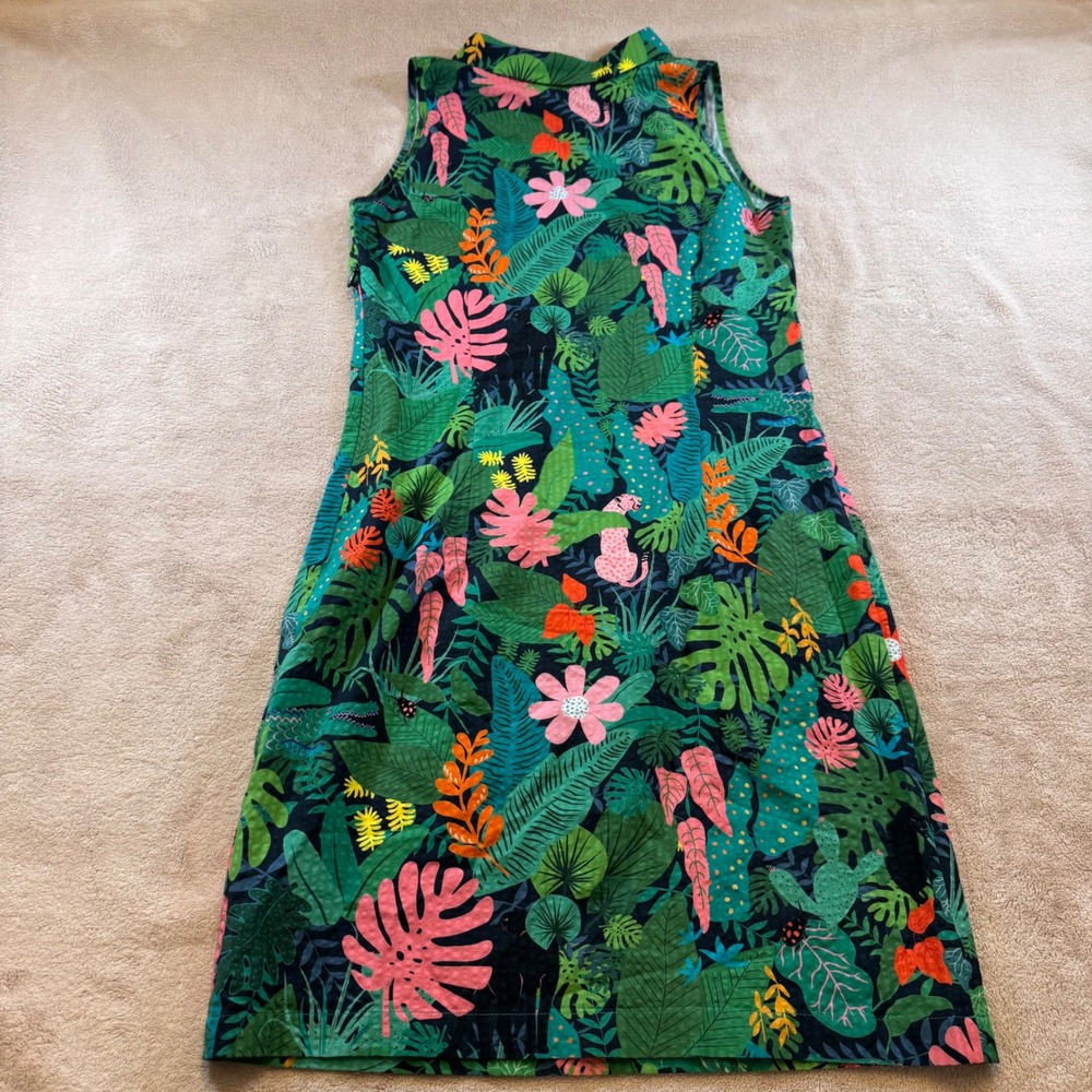 Vilagallo Jungle Print Shift Dress Tropical Safari Resort Vacation SZ EU 36/US 4 - Picture 16 of 16